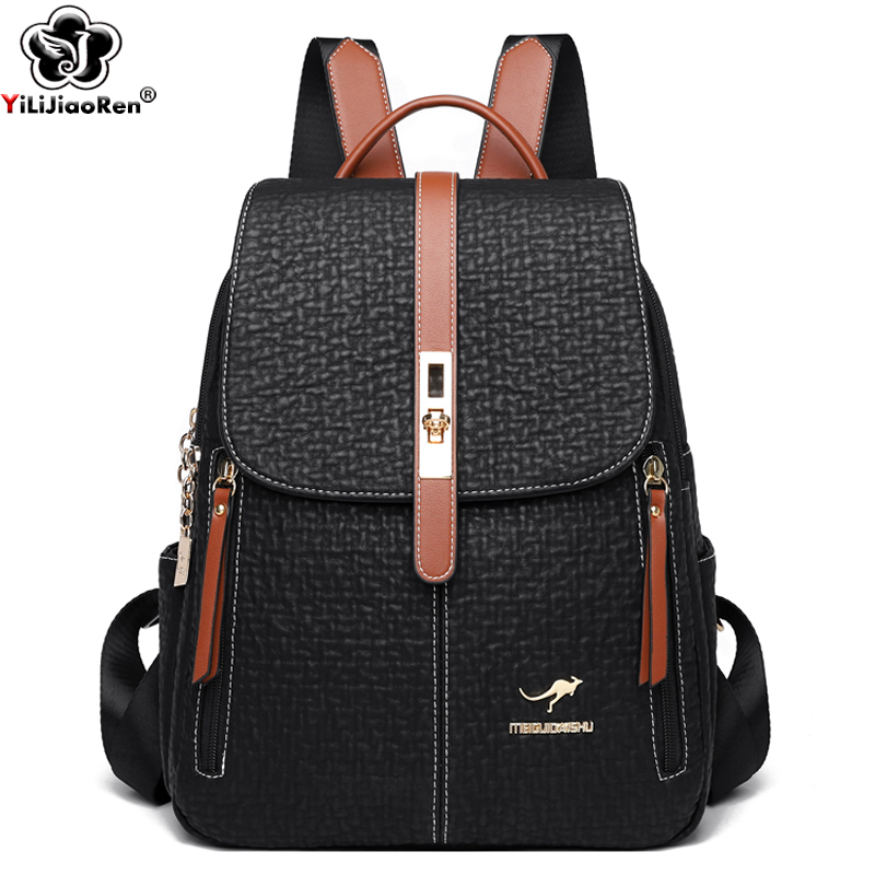 Fashion Backpack Women - แฟชั่นกระเป๋าเป้สะพายหลังหญิงคุณภาพสูงหนังกระเป๋าเป้สะพายหลังผู้หญิง Rucksacks กระเป๋าโรงเรียนขนาดใหญ่กระเป๋าเดินทางสุภาพสตรี Mochilas