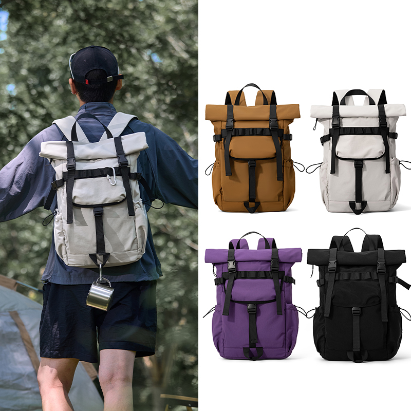 Canvas Backpack Casual - กระเป๋าเป้เดินทางแบบขยายได้สำหรับผู้ชายรุ่นใหม่ กระเป๋าเป้ใส่แล็ปท็อป กระเป๋าเป้กันน้ำสำหรับกิจกรรมกลางแจ้ง แคมป์ปิ้ง เดินป่า และใช้เป็นกระเป๋านักเรียน