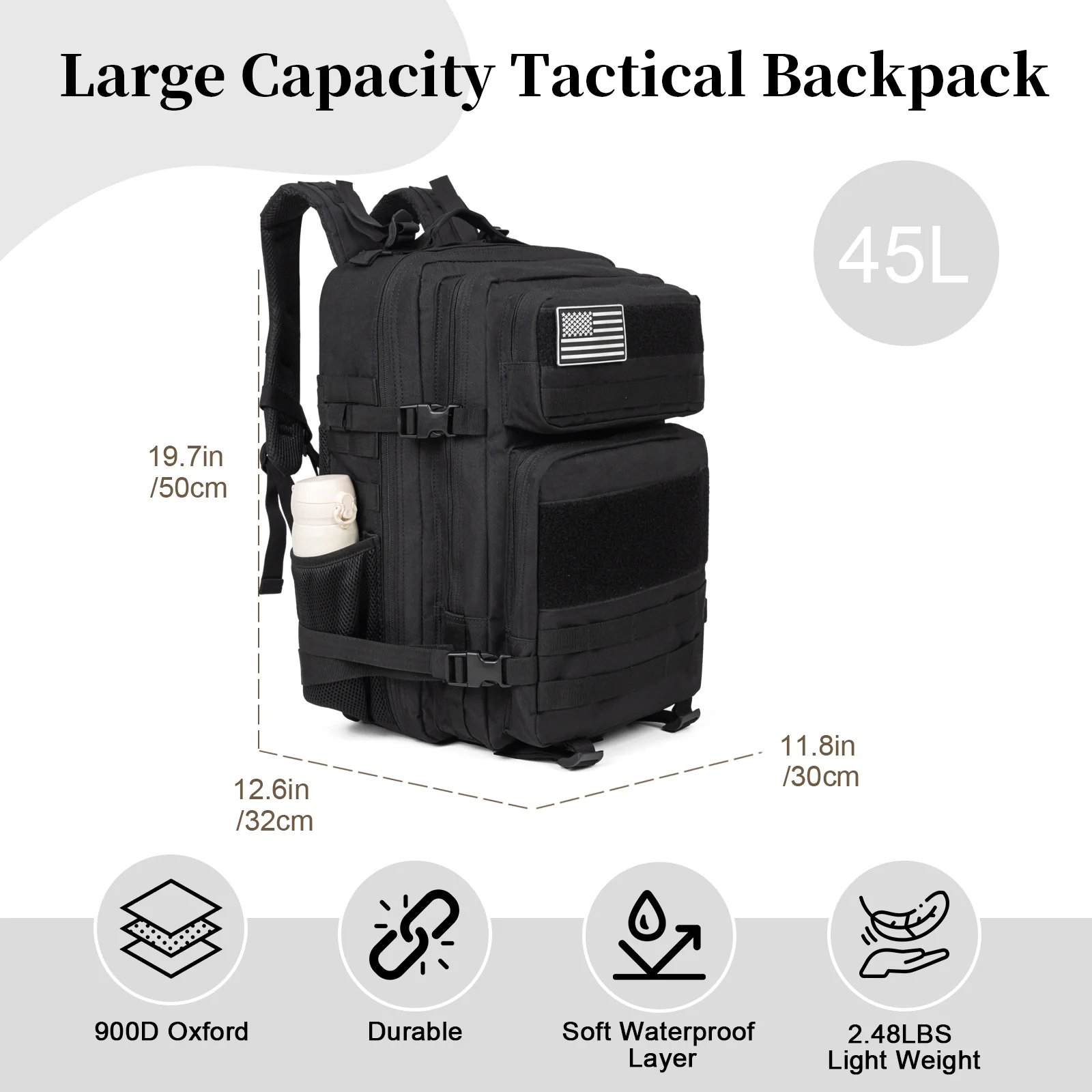 กระเป๋าเป้ทหารยุทธวิธีขนาด 60  - Urban Backpack Tactical บทวิจารณ์และราคา